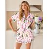 Ekouaer Womens Pajama Sets Button Up Summer Cute Pjs 2 Piece Short Sleeve Sleepwear Lounge Set S-XXL(Pink Stripe)