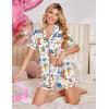 Ekouaer Womens Pajama Sets Button Up Summer Cute Pjs 2 Piece Short Sleeve Sleepwear Lounge Set S-XXL(White With Cartoon)