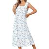 Ekouaer Cotton Nightgowns for Women Long Sleeveless Night Gown Victorian Sleep dress Soft Night Dress Ladies Sleepwear(Blue Floral)
