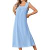 Ekouaer Cotton Nightgowns for Women Long Sleeveless Night Gown Victorian Sleep dress Soft Night Dress Ladies Sleepwear(Light Blue)