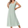 Ekouaer Cotton Nightgowns for Women Long Sleeveless Night Gown Victorian Sleep dress Soft Night Dress Ladies Sleepwear(Light Green)