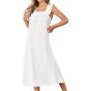 Ekouaer Cotton Nightgowns for Women Long Sleeveless Night Gown Victorian Sleep dress Soft Night Dress Ladies Sleepwear(White)