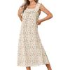 Ekouaer Cotton Nightgowns for Women Long Sleeveless Night Gown Victorian Sleep dress Soft Night Dress Ladies Sleepwear(Yellow Floral)