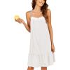 Ekouaer Cotton Nightgowns for Women Sleeveless Night Gown Lace Sleep Dress Button Night Shirt Victorian Nightdress(White)