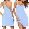 Ekouaer Cotton Nightgowns for Women Sleeveless Night Gown Tank Sleepshirts Racerback Sleep Dress Spaghetti Strap Chemise(Blue)