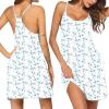 Ekouaer Cotton Nightgowns for Women Sleeveless Night Gown Tank Sleepshirts Racerback Sleep Dress Spaghetti Strap Chemise(Blue Floral White)