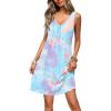 Ekouaer Nightgowns for Women Bamboo Viscose Night Gown Sleeveless Sleep Shirts Tank Sleep Dress V-neck Sleepwear(Blue Tie Dye)