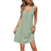 Ekouaer Nightgowns for Women Bamboo Viscose Night Gown Sleeveless Sleep Shirts Tank Sleep Dress V-neck Sleepwear(Light Green)
