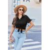 Ekouaer Pajama for Women Set Short Sleeve Button Down Pajamas Sets Soft Lounge Sets for Women Sleepwear PJS(Black)
