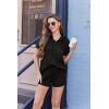 Ekouaer Pajama for Women Set Short Sleeve Button Down Pajamas Sets Soft Lounge Sets for Women Sleepwear PJS(Black)