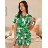 Ekouaer Pajama for Women Set Short Sleeve Button Down Pajamas Sets Soft Lounge Sets for Women Sleepwear PJS(Leaves)
