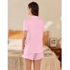 Ekouaer Pajama for Women Set Short Sleeve Button Down Pajamas Sets Soft Lounge Sets for Women Sleepwear PJS(Pink)