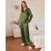 Ekouaer Silk Pajamas For Women 2 Piece Set Satin Pjs Long Sleeve Button Up Sleepwear Comfy Lounge sets(Army Green)