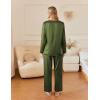 Ekouaer Silk Pajamas For Women 2 Piece Set Satin Pjs Long Sleeve Button Up Sleepwear Comfy Lounge sets(Army Green)