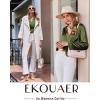 Ekouaer Silk Pajamas For Women 2 Piece Set Satin Pjs Long Sleeve Button Up Sleepwear Comfy Lounge sets(Army Green)