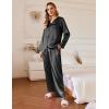 Ekouaer Silk Pajamas For Women 2 Piece Set Satin Pjs Long Sleeve Button Up Sleepwear Comfy Lounge sets(Black)
