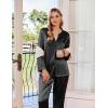 Ekouaer Silk Pajamas For Women 2 Piece Set Satin Pjs Long Sleeve Button Up Sleepwear Comfy Lounge sets(Black)