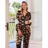 Ekouaer Silk Pajamas For Women 2 Piece Set Satin Pjs Long Sleeve Button Up Sleepwear Comfy Lounge sets(Black-halloween)
