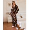 Ekouaer Silk Pajamas For Women 2 Piece Set Satin Pjs Long Sleeve Button Up Sleepwear Comfy Lounge sets(Black-halloween)