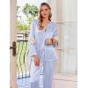 Ekouaer Silk Pajamas For Women 2 Piece Set Satin Pjs Long Sleeve Button Up Sleepwear Comfy Lounge sets(Blue Stripes)