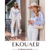 Ekouaer Silk Pajamas For Women 2 Piece Set Satin Pjs Long Sleeve Button Up Sleepwear Comfy Lounge sets(Blue Stripes)