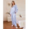 Ekouaer Silk Pajamas For Women 2 Piece Set Satin Pjs Long Sleeve Button Up Sleepwear Comfy Lounge sets(Blue Stripes)