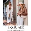 Ekouaer Silk Pajamas For Women 2 Piece Set Satin Pjs Long Sleeve Button Up Sleepwear Comfy Lounge sets(Brown)