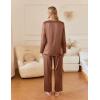 Ekouaer Silk Pajamas For Women 2 Piece Set Satin Pjs Long Sleeve Button Up Sleepwear Comfy Lounge sets(Brown)