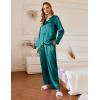 Ekouaer Silk Pajamas For Women 2 Piece Set Satin Pjs Long Sleeve Button Up Sleepwear Comfy Lounge sets(Green)