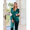 Ekouaer Silk Pajamas For Women 2 Piece Set Satin Pjs Long Sleeve Button Up Sleepwear Comfy Lounge sets(Green)