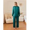 Ekouaer Silk Pajamas For Women 2 Piece Set Satin Pjs Long Sleeve Button Up Sleepwear Comfy Lounge sets(Green)