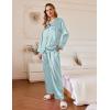 Ekouaer Silk Pajamas For Women 2 Piece Set Satin Pjs Long Sleeve Button Up Sleepwear Comfy Lounge sets(Green Striped)