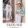 Ekouaer Silk Pajamas For Women 2 Piece Set Satin Pjs Long Sleeve Button Up Sleepwear Comfy Lounge sets(Green Striped)