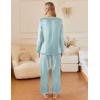 Ekouaer Silk Pajamas For Women 2 Piece Set Satin Pjs Long Sleeve Button Up Sleepwear Comfy Lounge sets(Green Striped)