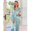 Ekouaer Silk Pajamas For Women 2 Piece Set Satin Pjs Long Sleeve Button Up Sleepwear Comfy Lounge sets(Green Striped)