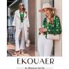 Ekouaer Silk Pajamas For Women 2 Piece Set Satin Pjs Long Sleeve Button Up Sleepwear Comfy Lounge sets(Green-christmas)