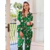 Ekouaer Silk Pajamas For Women 2 Piece Set Satin Pjs Long Sleeve Button Up Sleepwear Comfy Lounge sets(Green-christmas)