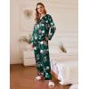 Ekouaer Silk Pajamas For Women 2 Piece Set Satin Pjs Long Sleeve Button Up Sleepwear Comfy Lounge sets(Green-flower)