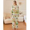 Ekouaer Silk Pajamas For Women 2 Piece Set Satin Pjs Long Sleeve Button Up Sleepwear Comfy Lounge sets(Green-stripes Animal)