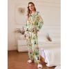 Ekouaer Silk Pajamas For Women 2 Piece Set Satin Pjs Long Sleeve Button Up Sleepwear Comfy Lounge sets(Green-stripes Animal)