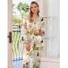 Ekouaer Silk Pajamas For Women 2 Piece Set Satin Pjs Long Sleeve Button Up Sleepwear Comfy Lounge sets(Green-stripes Animal)