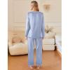 Ekouaer Silk Pajamas For Women 2 Piece Set Satin Pjs Long Sleeve Button Up Sleepwear Comfy Lounge sets(Grey Blue Striped)
