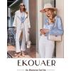 Ekouaer Silk Pajamas For Women 2 Piece Set Satin Pjs Long Sleeve Button Up Sleepwear Comfy Lounge sets(Grey Blue Striped)