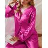 Ekouaer Silk Pajamas For Women 2 Piece Set Satin Pjs Long Sleeve Button Up Sleepwear Comfy Lounge sets(Hot Pink)