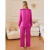 Ekouaer Silk Pajamas For Women 2 Piece Set Satin Pjs Long Sleeve Button Up Sleepwear Comfy Lounge sets(Hot Pink)