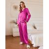Ekouaer Silk Pajamas For Women 2 Piece Set Satin Pjs Long Sleeve Button Up Sleepwear Comfy Lounge sets(Hot Pink)