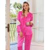 Ekouaer Silk Pajamas For Women 2 Piece Set Satin Pjs Long Sleeve Button Up Sleepwear Comfy Lounge sets(Hot Pink Leopard)
