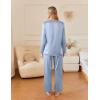 Ekouaer Silk Pajamas For Women 2 Piece Set Satin Pjs Long Sleeve Button Up Sleepwear Comfy Lounge sets(Light Blue)