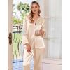 Ekouaer Silk Pajamas For Women 2 Piece Set Satin Pjs Long Sleeve Button Up Sleepwear Comfy Lounge sets(Light Khaki)