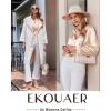 Ekouaer Silk Pajamas For Women 2 Piece Set Satin Pjs Long Sleeve Button Up Sleepwear Comfy Lounge sets(Light Khaki)